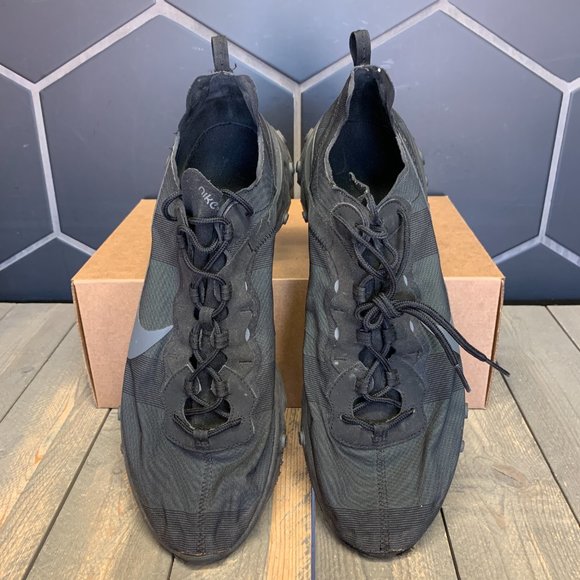 ~Used W/O Box! Men's Nike React Element 55 Triple Black Sneakers Size 15 - Picture 3 of 6